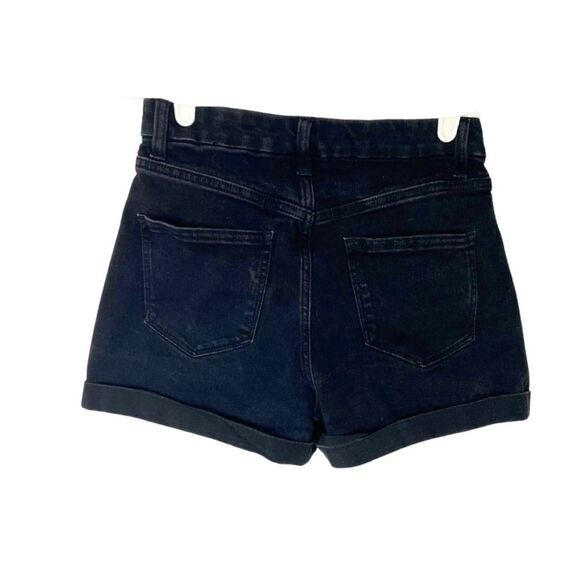 Bundle of 2 pairs of denim shorts dark wash black short high waisted cuffed - Picture 3 of 9